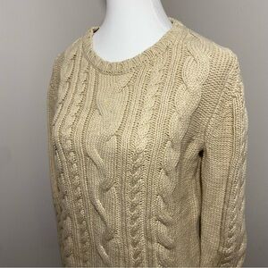 L.L. Bean Cable Knit Tan Fisherman’s Sweater Medium tall